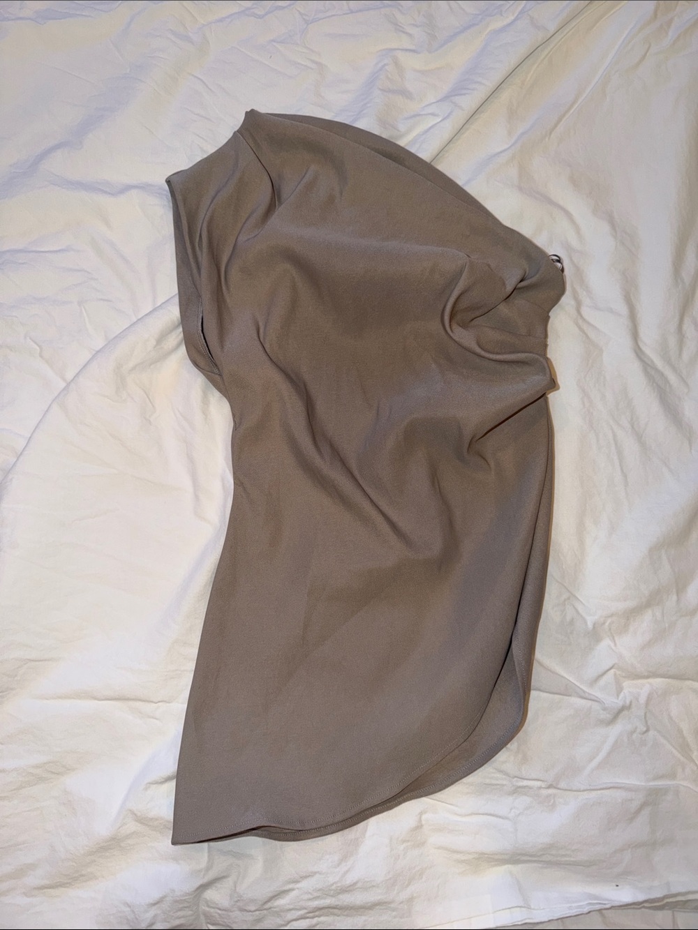 Zara One-Shoulder Asymmetrical Top in Taupe